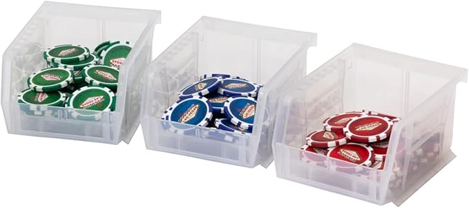 Akro-Mils 30210 AkroBins Plastic Storage Bins, Space-Saving Stackable Bins for Garage, Pantry, Craft Organization, 5" x 4" x 3", Clear, 24-Pack