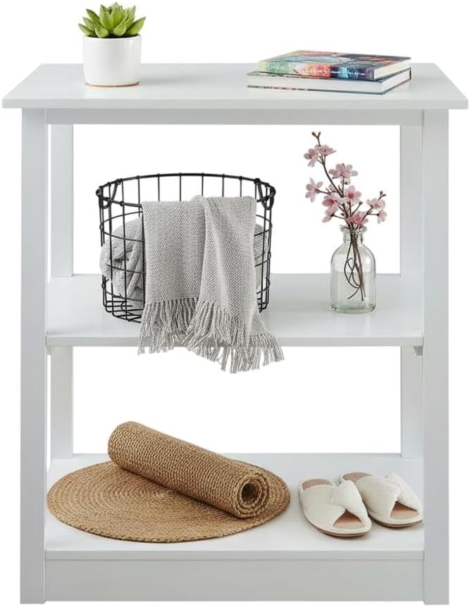 Furnifact White Bookcase with Concealed Drawer, 3 Shelves, Durable Storage Solution, Stylish Home Office and Living Room Organizer