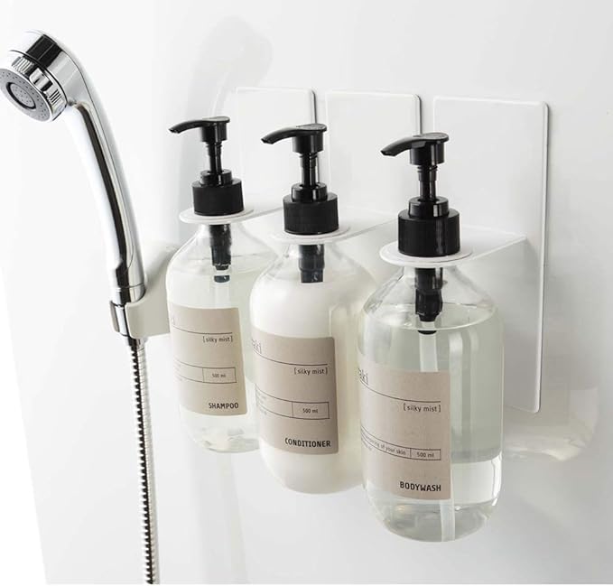 Yamazaki 4867 Magnetic Bathroom Dispenser Holder, White, Approx. W 2.8 x D 3.1 x H 6.7 inches (7 x 8 x 17 cm), Tower Floating Storage, Hygienic