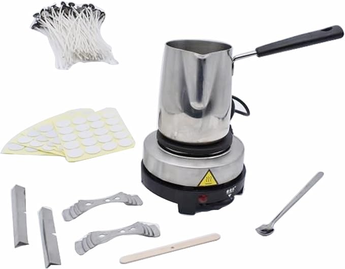 DIY Candle Making Kit with Wax Melter Electronic Hot Plate, DIY Candles Make Your Own Set, Scented Candle Gift Set with Digital Thermometer for Candle Making, Pouring Pot, Full Candle Kit