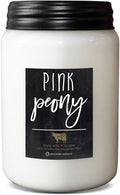 Milkhouse Candle Company - Pink Peony - 26oz Beeswax and Soy Candles - Farmhouse Collection - 100% Natural, Paraffin Free, with Premium Fragrance Oil, Glass Jars with Lids