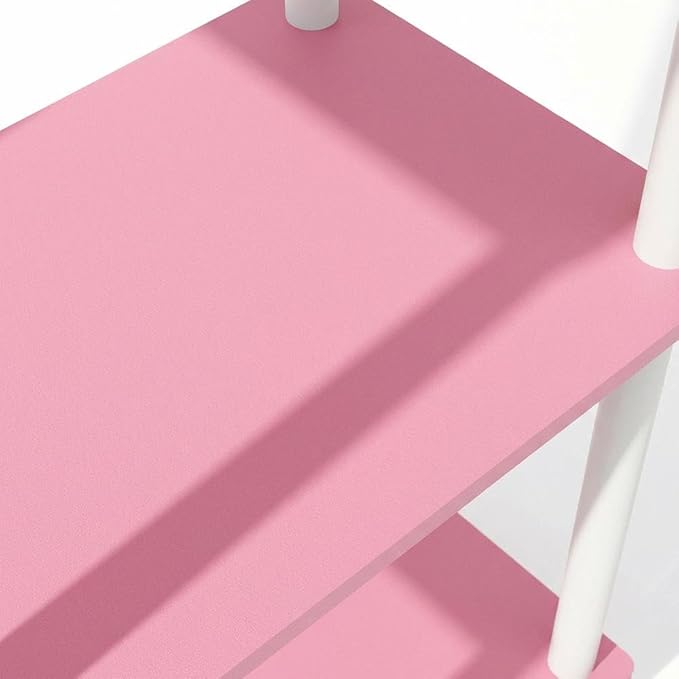Furnifact Pink White Bookcase with Elegant Wooden Design, Sturdy Construction, Versatile Storage Solution, Ideal for Living Room or Home Office