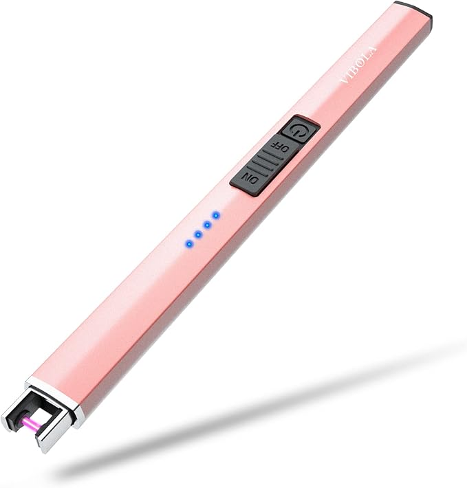 Rechargeable Lighter Electric Candle Lighters Arc Plasma Flameless Windproof USB Lighter Multi-Safety Protection (Rose Gold)