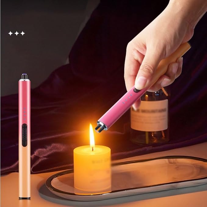 Electric Candle Lighter Plasma Arc Lighters Windproof Flameless with Double Safety Switch USB Rechargeable Battery(2pack b)