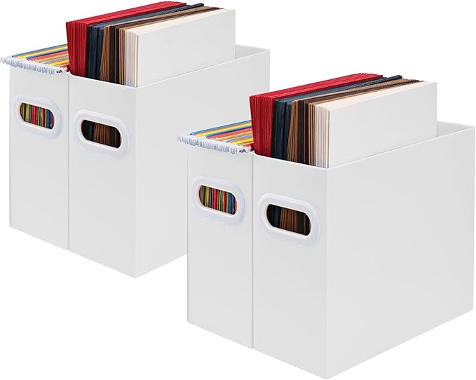Hanging File Organizer, Cardboard File Folder Organizer for Letter Size, Desk Documents Storage Box, Portable File Folder Holder Boxes for Office, Home, School, Only Box.(4 Packs)