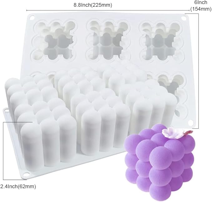 Candle Molds for Bubble Candle Making, 6 Cavity Bubble Candle Silicone Molds for Soap Making, Bubble Cake Mold for Soy Wax, Cake Baking Dessert Mousse, Homemade Ornaments DIY Craft
