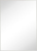 TEHOME Chrome Bathroom Vanity Mirror with Squared Corners, 24x36'' Silver Rectangle Stainless Steel Metal Framed Mirror for Bathroom