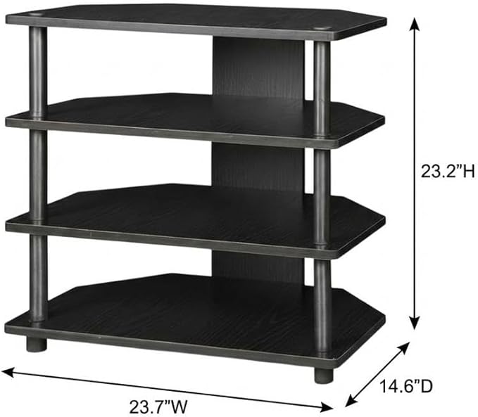 Furnifact Blackwood Easy Assembly 4-Tier Petite TV Stand, Composite Wood, Modern Design, Lightweight, Durable, Living Room Entertainment