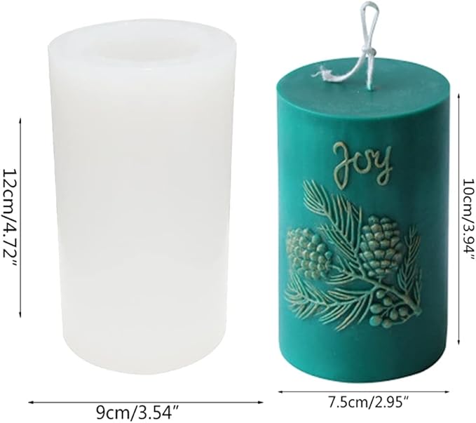3D Cylinder Pine Cone Candle Mold,Silicone Clay Soap Mould for Making Soy Wax Beeswax Candles Handmade Art Craft