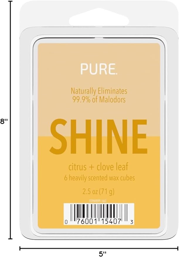 Candle-Lite Pure Wax Melts Citrus & Clove Leaf Scent, Odor Eliminating, 3 Pack, Eliminates 99.9% of Odors, 6-Cube 2.5 oz Scented Wax Cubes, Proudly Poured in The USA, Ideal Gift for Home Fragrance