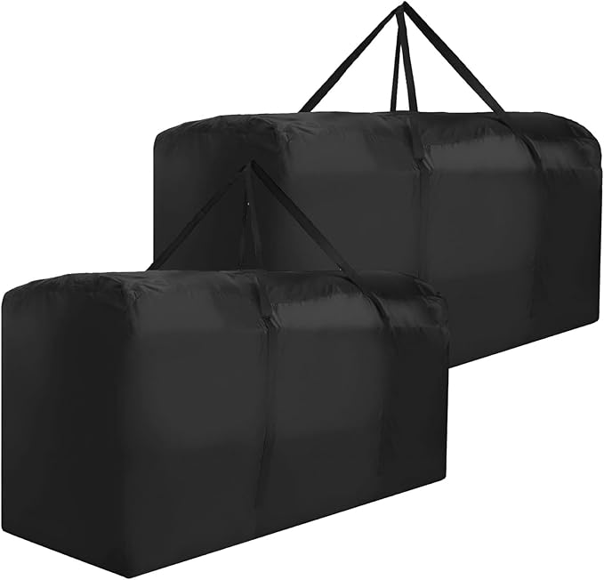 Outdoor Cushion Storage Bag Waterproof Extra Large Protective Zippered Patio Cushion Storage Bags Furniture Storage Bag with Handles, 48 L x 15 W x 22 H (2 Pack)