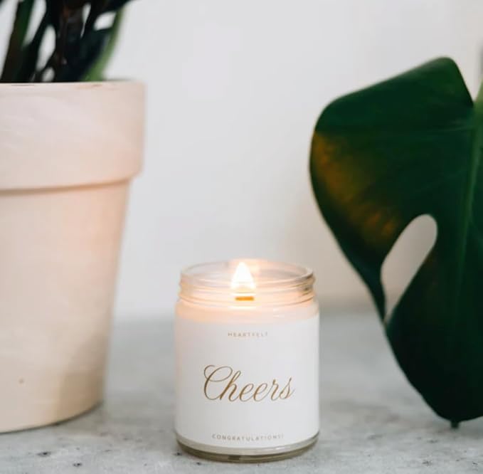 Fontana Candle Co. Celebration Collection, Cheers! – 9oz Scented Candles Made with Beeswax, Coconut Oil & Pure Essential Oils – Wood Wick, 35+ Hrs Clean Burn – Non-Toxic Candles for Home