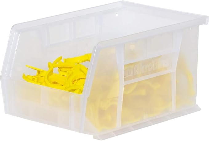 Akro-Mils 30237 AkroBins Plastic Storage Bins, Space-Saving Stackable Bins for Garage, Pantry, Craft Organization, 9" x 6" x 5", Clear, 12-Pack