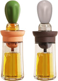 TINMIX Oil Dispenser with Brush - 2 Pack Olive Oil Dispenser, 2 IN 1 Oil Dispensing Bottle with Basting Brush for Cooking Frying Baking Kitchen, T-OB21 Grey+Green
