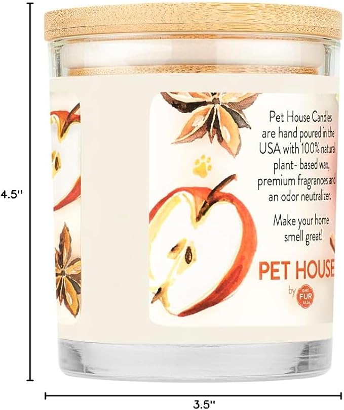 One Fur All Pet House Fall Candles, Long Lasting, Clean Burning, Soy Wax Scented Candles for Pet Odor, Apple Cider, 2 Pack