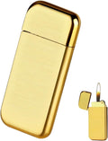NIVEK Slim Compact Lighter, Ultra Thin, Small Portable, Soft Flame Refillable for Men Women (Gold)
