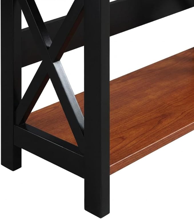 Furnifact Cherry Black 5 Tier Bookcase with Drawer, Durable Particle Board, Melamine Finish, Non Lead Base Paint, Stylish Home Office Storage Solution