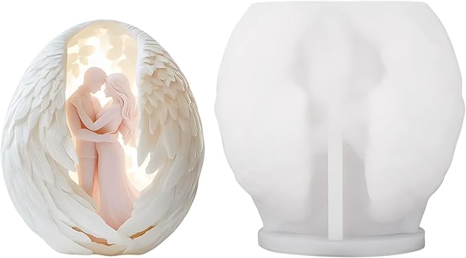 Valentine’s Day Candle Mold for Candle Making, 3D Romantic Couple Wings Silicone Mold for Resin Casting DIY Plaster Polymer Clay Home Decoration