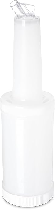 Carlisle FoodService Products Stor N' Pour Complete Quart Set Neck, Container, Cap, And Spout for Bar, Kitchen, And Restaurants, Plastic, 1 Quart, White