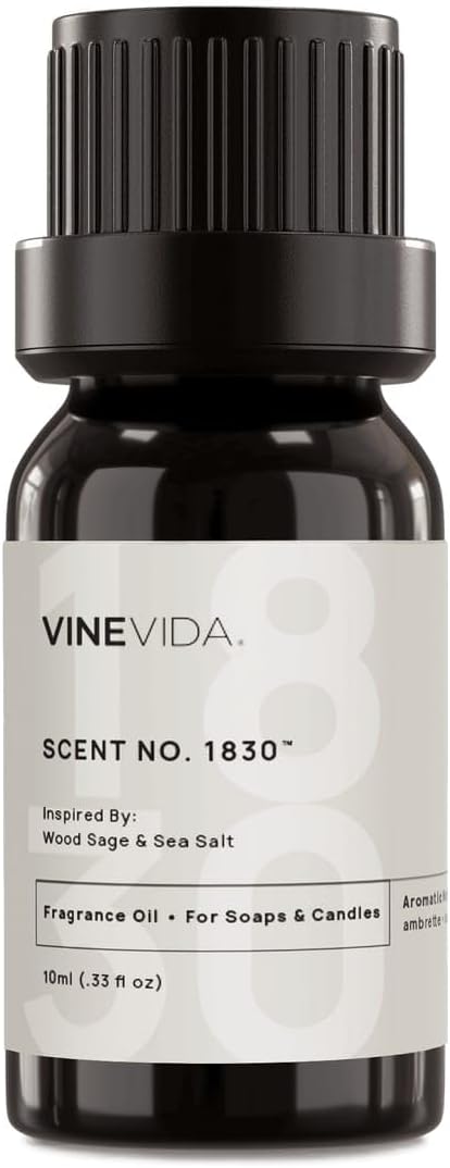 VINEVIDA [10mL] Wood Sage & Sea Salt Fragrance Oil for Candle Making - Natural Candle Oil Scents - Soap Making Essential Oil - Made in USA