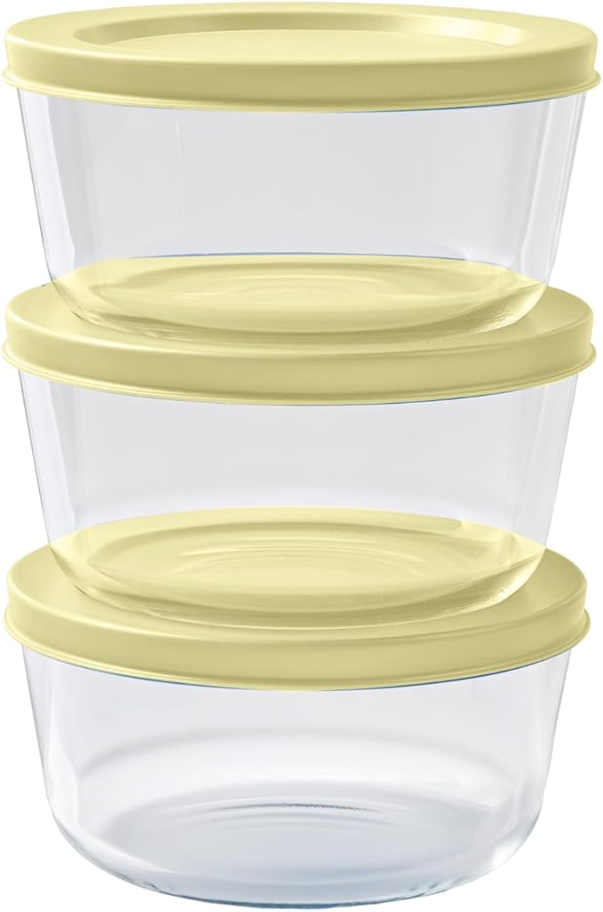 DURA LIVING Borosilicate Glass Food Containers - 6 Piece Set (2 cup) - Premium Storage Solution Microwave & Dishwasher Safe, BPA-Free Lids, White