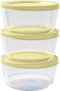 DURA LIVING Borosilicate Glass Food Containers - 6 Piece Set (2 cup) - Premium Storage Solution Microwave & Dishwasher Safe, BPA-Free Lids, White