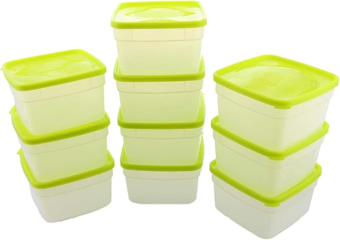 Arrow Reusable Plastic Storage Container Set, 10 Pack, 1 Pint/16 Ounce Each – Food, Meal Prep, Leftovers – Freeze, Store, Reheat - Clear Container Set With Lids – BPA-Free, Dishwasher/Microwave Safe