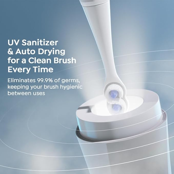 SuperMouth® Ultim8 Travel SmartCase™ - Compact Carrying Case for the SmartBrush™ - Portable UV Sanitizer - Travel-Friendly Oral Care Organizer for Toothbrush, Toothpaste & Floss - Pearly White