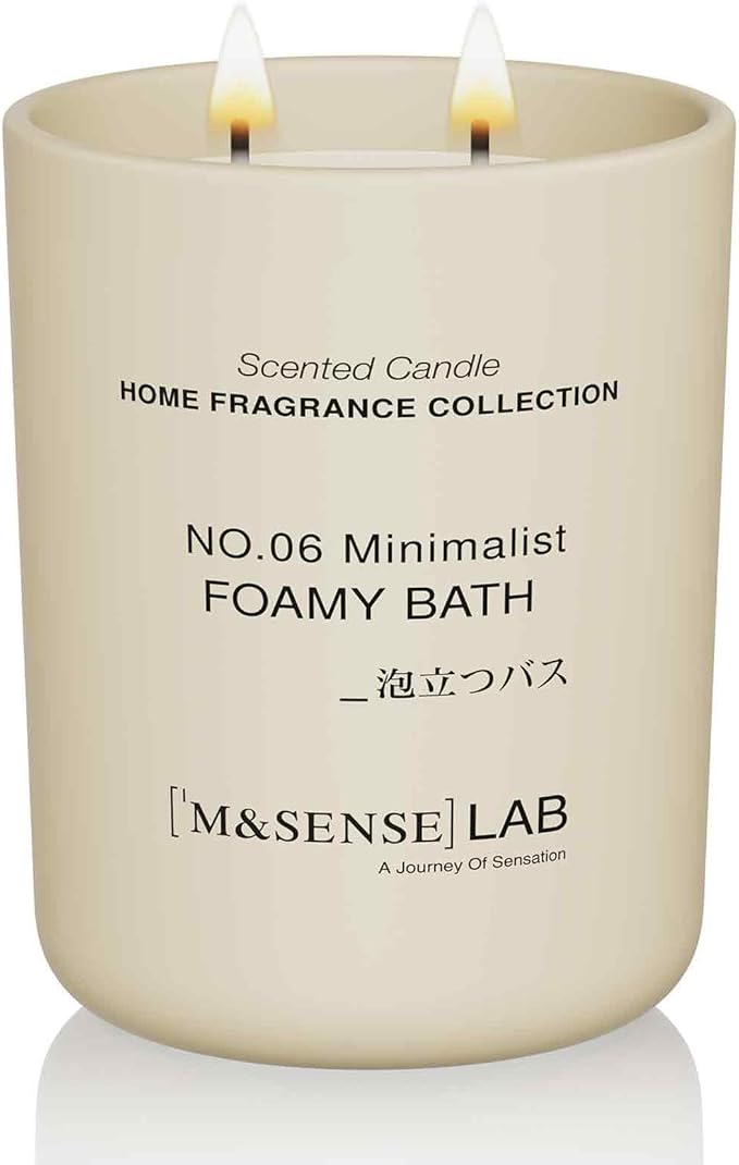 M&SENSE Natural Soy Large Candle| Foamy Bath | 16.6 oz, 95H Burn | Mini Spring Scented Candles for Relaxation, Valentines Day Gift, Home Décor | for Bedroom, Office, Party