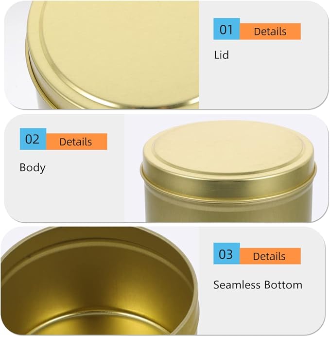 SONVIIBOX 48 Pieces 4oz Gold Candle Tins,Bulk Candle tin,Candle Jars for Making Candles,Bulk Candle Containers for Candle Making,Storage Jars,DIY Candle Making(Gold)