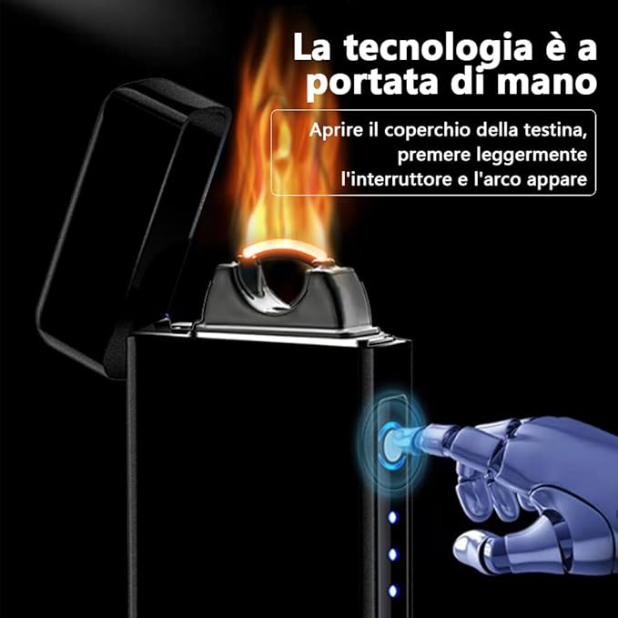 YOZWOO Electric Lighter Rechargeable, High Power Flame Arc Lighter, USB Lighters with LED Battery Indicator, Windproof Electronic Lighters for Candle Camping with Gift Box (Frosted Black)