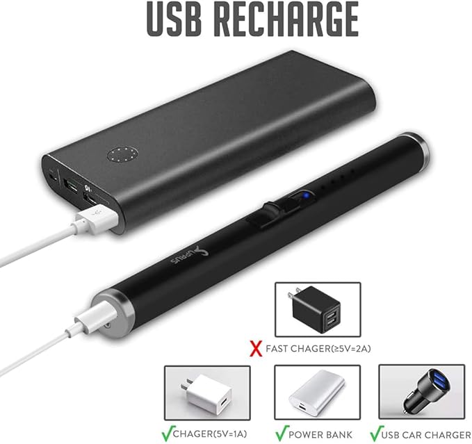SUPRUS Lighter Electric Candle USB Type C Rechargeable Lighter with Upgraded LED Battery Display Safety Switch Flameless Plasma Windproof for Cooking BBQs Fireworks