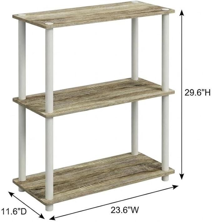 Furnifact Sonoma Oak White Bookcase with Sturdy Wood Construction and Elegant Finish for Home Office, Living Room, or Bedroom Storage