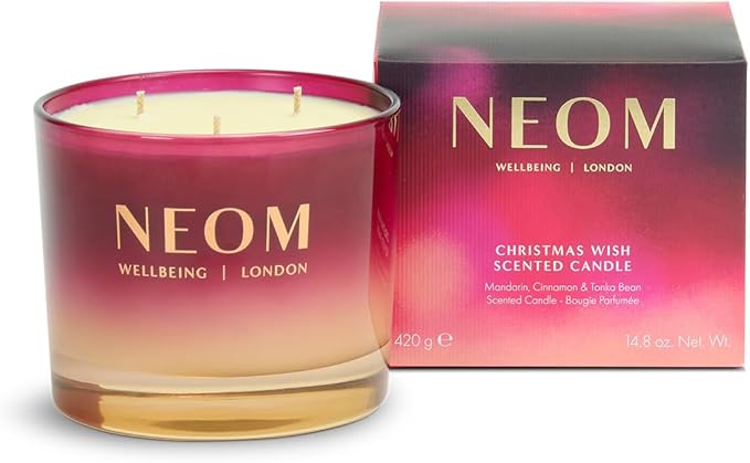 NEOM Christmas Wish Candle, 3 Wick | Mandarin, Cinnamon & Tonka Bean I Made with 100% Naturally derived Wax I Designed to Help You Relax and Unwind I Expertly Blended I Hand Finished