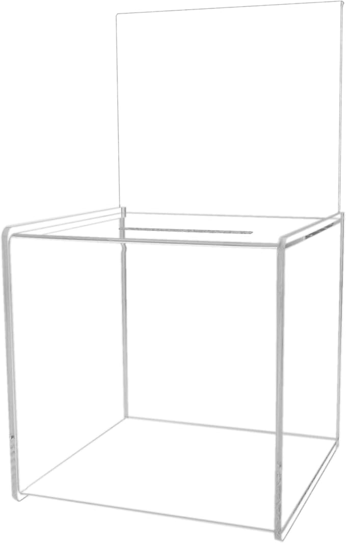 8" Ballot Box with Header Sign Holder Clear Acrylic New Business Lead Collection Countertop Bin by Marketing Holders