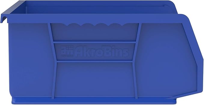 Akro-Mils 30255 AkroBins Plastic Storage Bins, Space-Saving Stackable Bins for Garage, Pantry, Craft Organization, 11" x 16" x 5", Blue, 6-Pack