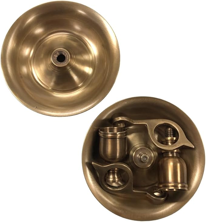 Antique Brass Brighton Bun Chamberstick Set, Portable Travel Candle Holder, 3.75 Inch Wide, 2.5 Inch Tall, 2-Piece Set