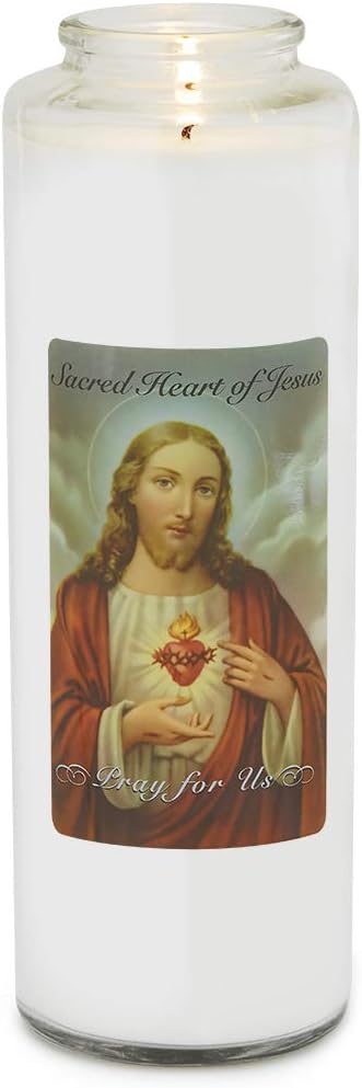 Root Candles Prayer Candles Clear Glass Devotional 7-Day Prayer Candle, 1-Count, Sacred Heart of Jesus