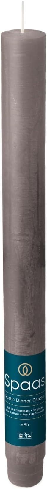 Spaas 12 x 12 Rustic Unscented Household Candles, Paraffin Wax Taupe, D 21 mm x H 250 mm