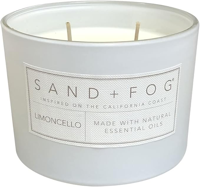 Sand + Fog Scented Candle - Limoncello – Additional Scents and Sizes – 100% Cotton Lead-Free Wick - Luxury Air Freshening Jar Candles - Perfect Home Decor – 12oz