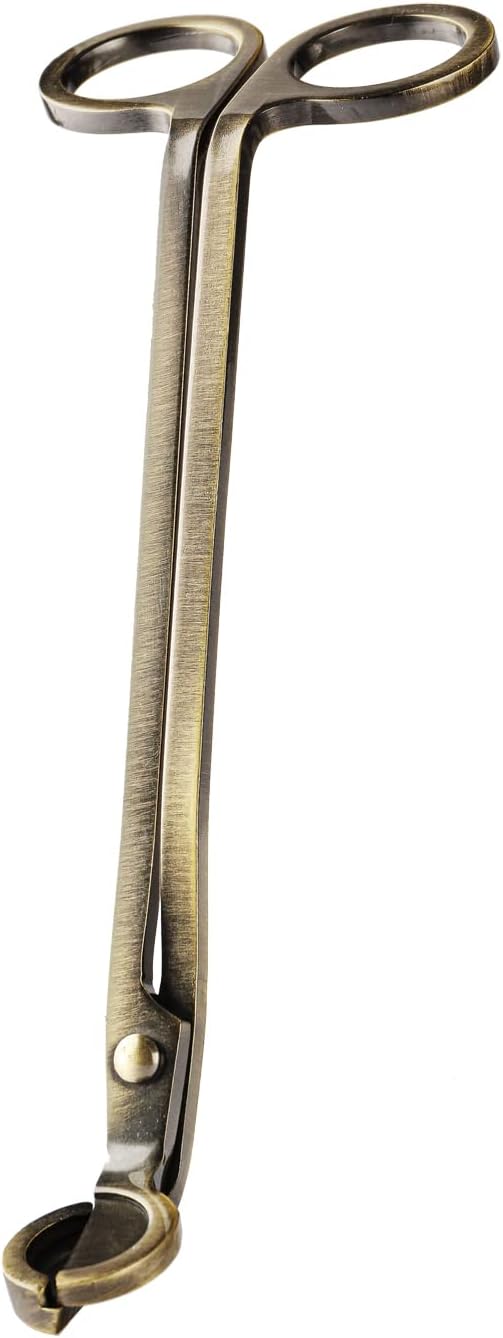 Candle Wick Trimmer, Wick Cutter with Sharp Angled Blades Candle Scissors, Brushed Brass in Elegant Fishing for Candle Care, Sturdy Antique Bronze Trimmer