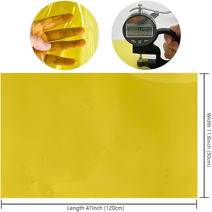 ONEART | 30 Gauge Leather Vinyl, Solid Color See-Through Waterproof Jelly Faux Leather for Women DIY Handbags Tote, 12" x 48" (Lemon)
