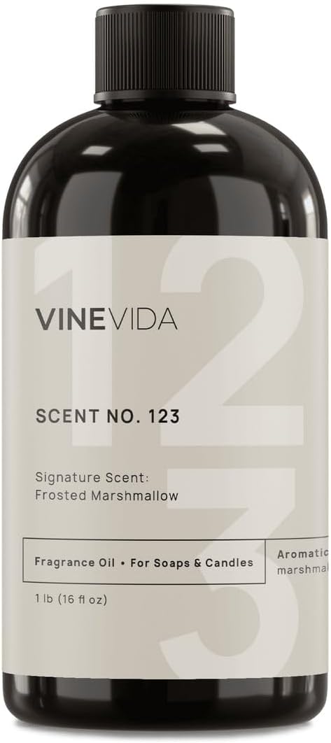 VINEVIDA Scent NO. 123 Fragrance Oil - 16oz (1lb) - Signature Scent: Frosted Marshmallow Fragrance Oil for Candle Making - Made in USA Candle Scents Scents for Soap Making