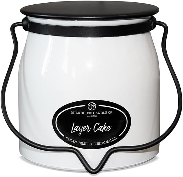 Milkhouse Candle Company - Vanilla Layer Cake - Creamery Collection - 16oz Double Cotton Wick Soy Candles with Beeswax - Long Burn Time, Made in The USA - Non Toxic, Premium Scented Candles