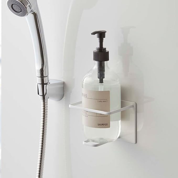 Yamazaki 5508 Magnetic Bathroom Tube & Bottle Holder, Large, White, Approx. 4.3 x 3.2 x 4.3 inches (11 x 8.2 x 11 cm), Tower Floating Storage, Shampoo, Body Soap Holder, Bathroom Storage