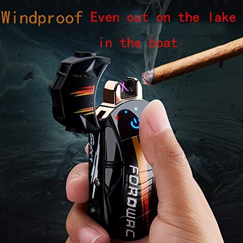 Dual Arc Plasma Lighter - Windproof With Battery Indicator, Touch-Start, LED Light, USB Rechargeable, Car Shape Cool Novelty Electric (Colorful)