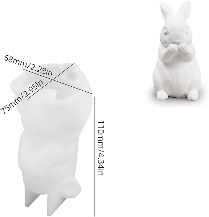 3 Pcs Rabbit Animal Candle Mold - 3 Style - Silicone Resin Casting Molds for Candle & Resin & Soap Craft Supplies