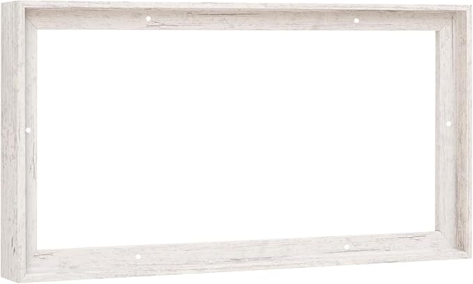 Pixy Canvas Floater Frame 12x48 for 1-1/2 (1.5) inch Deep Canvas Paintings/Canvas Prints/Wood Canvas Panels/Wall Art/Wall Decor/Home Decor/Artwork (Distressed White, 12 x 48 inch, Landscape)