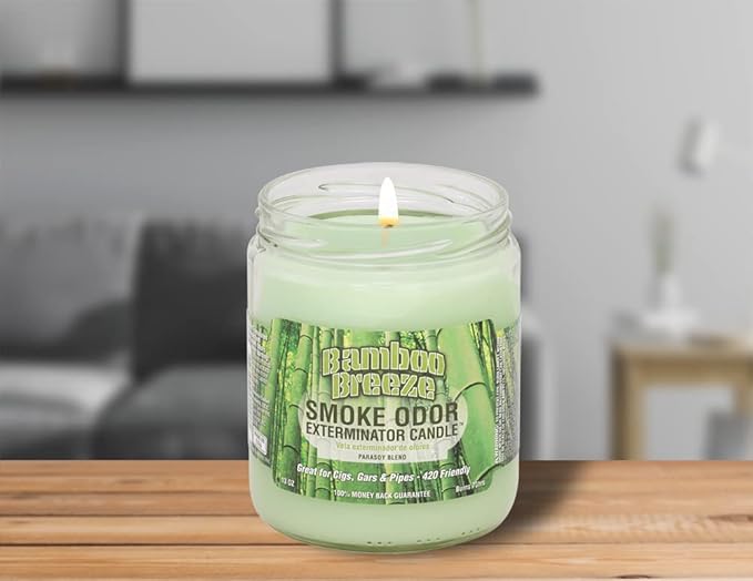 Smoke Odor Exterminator 13oz Jar Candle, Bamboo Breeze Set of Two Candles.