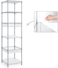 CAPHAUS NSF Adjustable 6 Tier Wire Shelving Unit w/Basket & Liner, Metal Storage Rack Corner Shelves, Storage Rack for Kitchen, Bathroom, Laundry Closet, Metal Wire Shelving w/Basket Shelves Silver